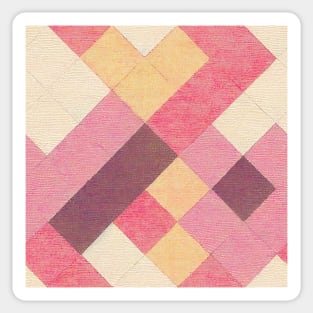 Creamy Vanilla & Pink Stitched Squares Sticker